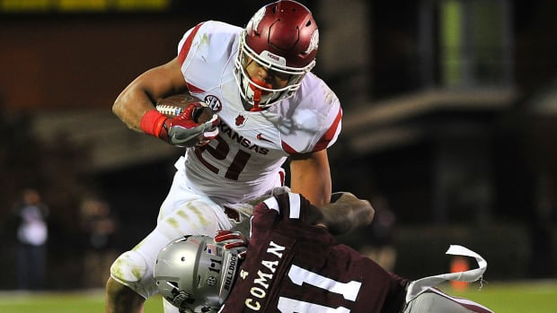 Devwah Whaley, former Razorback currently playing with the Houston Gamblers of the USFL.